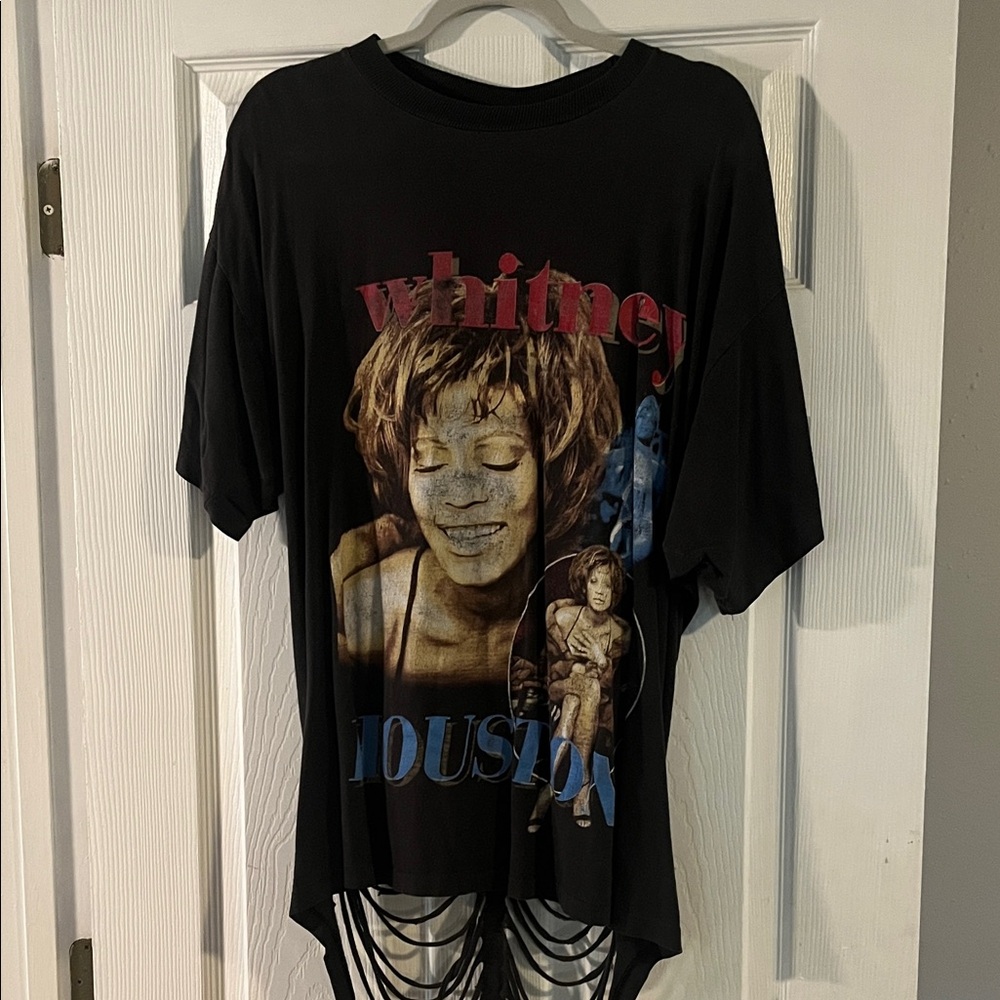 Black Graphic T-Shirt with Whitney Houston Print